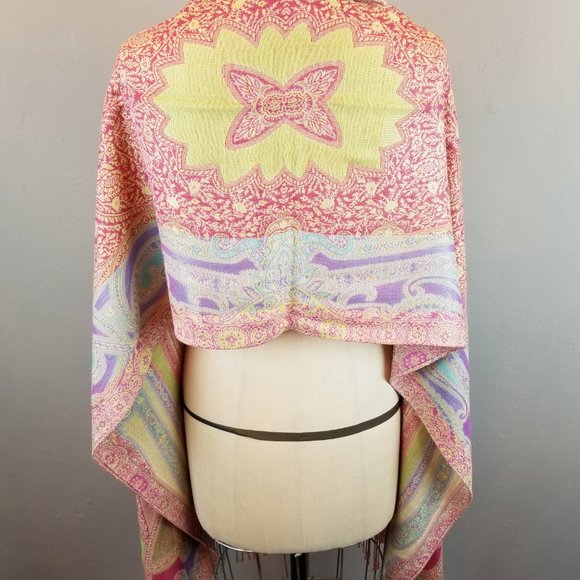 Colorful Rainbow Woven Women's Scarf / Wrap with Fringe 20 1/2" x 80" * NEW - Picture 11 of 14